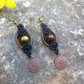 Boucles d'oreilles gipsy pendantes pierres et médaillons ethniques