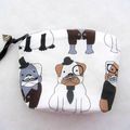 VENDU Petit Porte-Monnaie en Coton "Bouledogue Anglais et Moustaches" breloque bouledogue