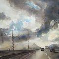 Grande aquarelle dans la série des Routes et Autoroutes