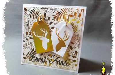 2 cARTes de vœux avec des cerfs qui brillent