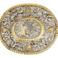 Plat ovale en argent partiellement doré par Johann Paul Schmidt, Leipzig, vers 1685
