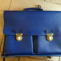 S1347 : Cartable cuir bleu 70's