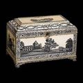 A fine late 18th century Vizagapatam engraved ivory tea caddy