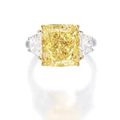 Platinum, 18 Karat Gold, Fancy Vivid Yellow Diamond and Diamond Ring - Sotheby's