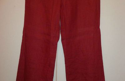 Pantalon en lin ETAM - Rouge - Taille 40 Prix :