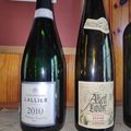 Champagne Lallier millésime 2010, et Domaine Albert Boxler : Riesling Grand Cru Brand 2012