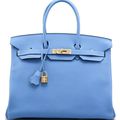  A 35 cm Blue Paradise Clemence Leather Birkin Bag, Hermès, 2014