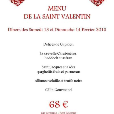 Menu de Saint-Valentin par Gabriel Degenne, restaurant Le Ciste Château de la Bégude