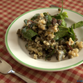 Salade de lentilles vertes aux épinards et tomates séchées, sans blé, sans lait