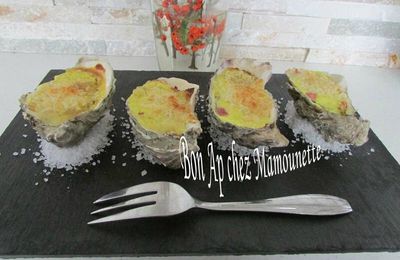 Huîtres chaudes au mascarpone curcuma et lardons et grosses vagues sur st Malo 35