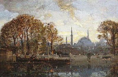 Henri Duvieux (1855 - 1920), Débarcadère à Istanbul en automne