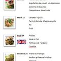 MENUS DE LA SEMAINE DU 21 AU 25 NOVEMBRE 2011