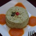 Petits flans au brocoli et son coulis de tomates