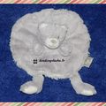 Doudou plat rond, ours, gris blanc, Tom et Zoé, à adopter sur www.doudoupeluche.fr