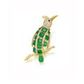 Emerald, sapphire and diamond 'Bird' brooch & Pair of ruby and diamond cufflinks, Aletto Brothers