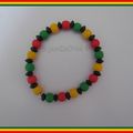 [BM04] Bracelet boules jaune - vert - rouge + perles en bois noires