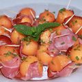 brochettes melon et jambon