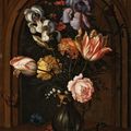 Balthasar van der Ast, A Vase of Flowers in a Niche with a Butterfly, Fly, Dragonfly and a Lizard