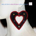 Original:Boucles d'oreilles !! INNER HEART !! en Simili Cuir Noir taille 8cm x 8 cm BELICIOUS-DELICIOUS-CREATION 