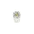 3.01 carats Fancy Yellow-Green Diamond and Diamond Ring