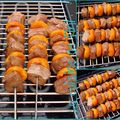 Brochettes de magret de canard aux abricots