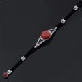 Bracelet en or gris et corail & pendentif en onyx et jade