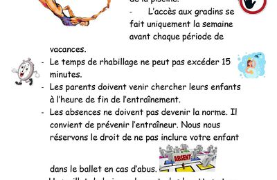 Quelques informations pour le bon déroulement de la saison