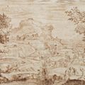 Domenico Campagnola (1484-1550), Paysage animé au petit pont