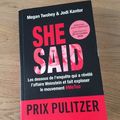 J'ai lu She said de Megan Twohey & Jodi Kantor (Editions Alisio)