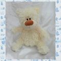  Doudou Peluche Ours Assis Blanc Cassé Ecru Nez Marron Card Factory 29 cm