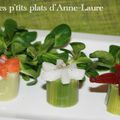 Petites bouchées de poireau aux fleurs de légumes