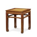 A huanghuali corner-leg stool, fangdeng, Mid Qing Dynasty