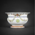 A very rare large famille rose oval wine cistern in 'Pronk' taste, Early Qianlong