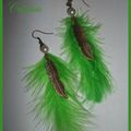 Boucles d'oreille "Plumes vertes"