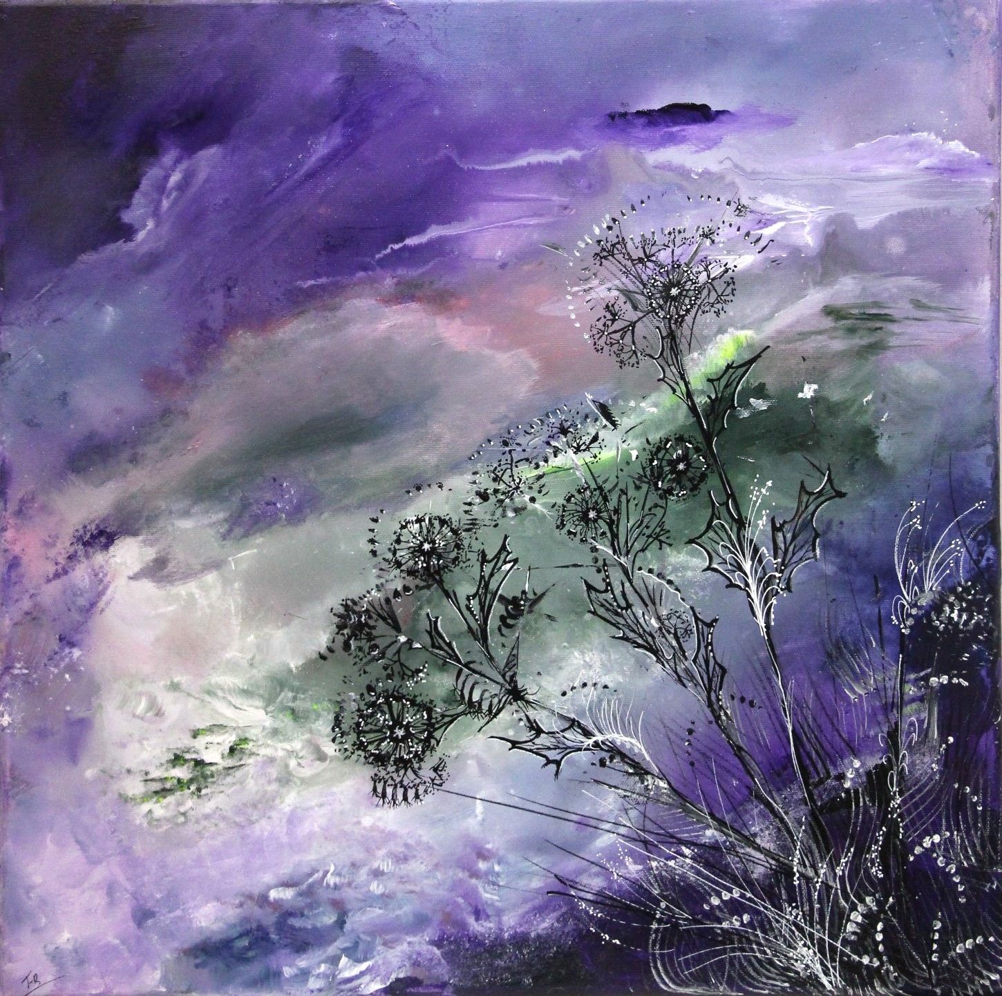 Entrer en résonnance, acryl 2023, 50 X50 cm ,N°240