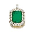 Emerald and diamond pendant