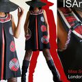 Robe de style Sixties trapèze & chasuble de style British : Carreaux tartan écossais rouge sur fond noir & Rouge ....