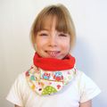 VENDU Tour de Cou, Foulard, Snood pour Enfant 'Chouettes et Oiseaux" coton et jersey de coton