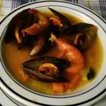 Nage de gambas et moules au safran