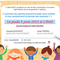 VERVIERS : 4 JUIN 13H30 Information " comment les parents peuvent ils aider leurs enfants pendant la période d'examens