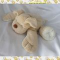 Doudou Peluche Chien Beige Ecru Empreinte Bleu Jollybaby