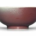 An unusual copper-red-glazed bowl, Qianlong six-character seal mark in underglaze and of the period (1736-1795)