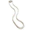 A single-row pearl necklace with gem-set clasp