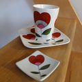 Coeurs peints sur porcelaine