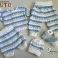 TUTO tricot bb FACILE et PREMA BOUTIQUE bebe modele layette bébé et patron a tricoter Explications brassière, bonnet, chaussons
