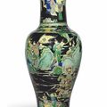 A large famille verte baluster shaped vase, Kangxi period (1662-1722)