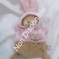 Doudou Peluche Ours Déguisé en Lapin Rose Et Beige Grain De Blé