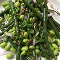 Salade de haricots verts, petits pois et edamames