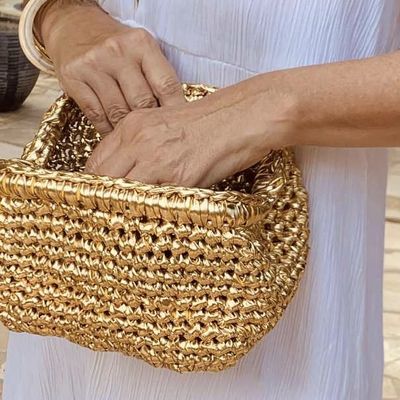 Pochette mini : fil lacet imitation cuir doré pour pochette du soir / trousse maquillage