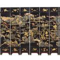 Important paravent à dix feuilles en laque noir et or et incrustations de nacre et fils d'or. Chine, fin XVIIIe siècle